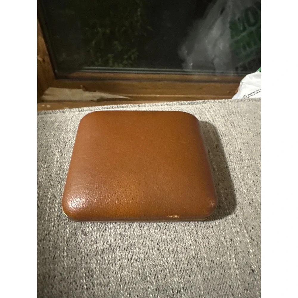 Penney Walker‎ Travel Alarm Clock Brown Leather Case Foldable Square Face 4
